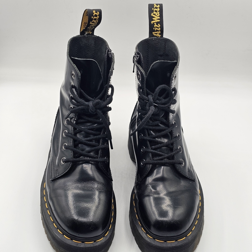 Dr Martens Jadon Boots Platform Black Leather Zip Combat Boots US Womens 8